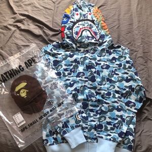 BAPE Full Zip Hoodie Shark Color Camo Blue